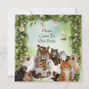 Invitation Tigre Chiens Chats Fête