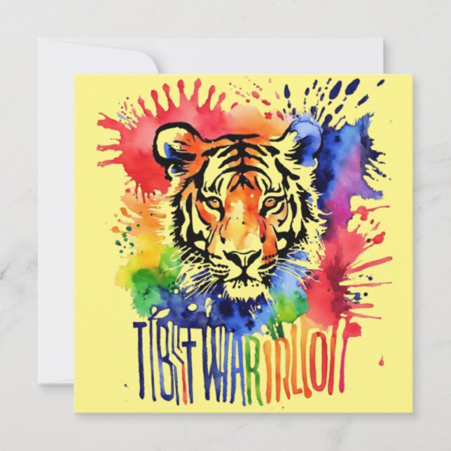 Invitation Tigre coloré aquarelle drôle (Devant)