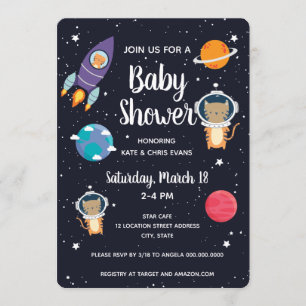 Invitation Tigre dans le Baby shower spatial Galaxy