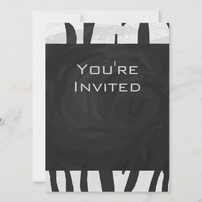 Invitation Tigre Monogramme noir et blanc (Devant)