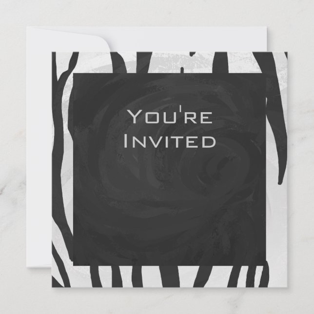 Invitation Tigre Monogramme noir et blanc (Devant)
