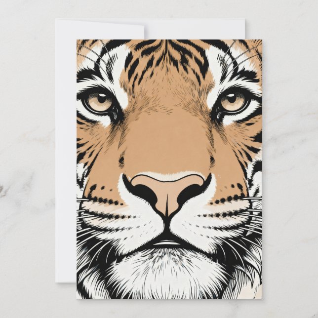 Invitation Tigre qui fixe, visage de tigre (Devant)