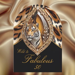 Invitation Tigre Sauvage Visage fabuleux Anniversaire 50 Nœud