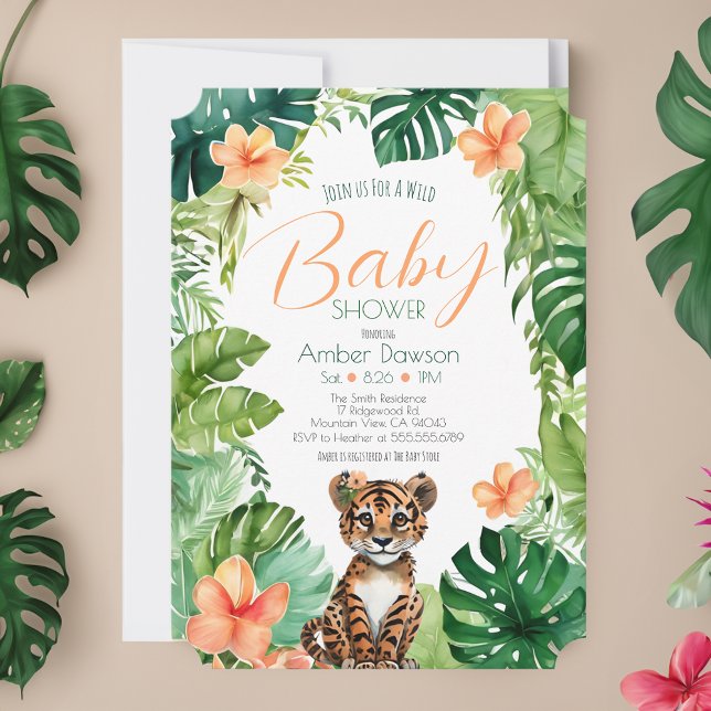 Invitation Tigre Tropical mignon pour le Baby shower de la ju (Créateur téléchargé)