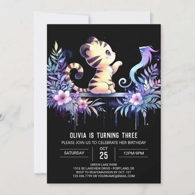 Invitation Tigre Whimsical Woodland (Devant)