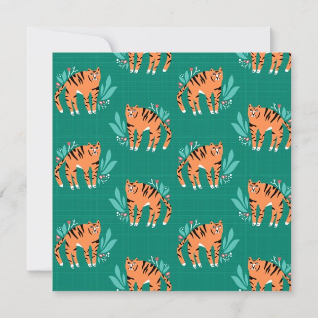 Invitation Tigres avec fleurs (Devant)