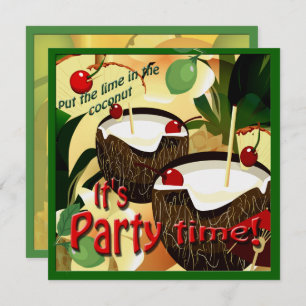 Invitation Tiki Bar Coconut Lime Luau Party