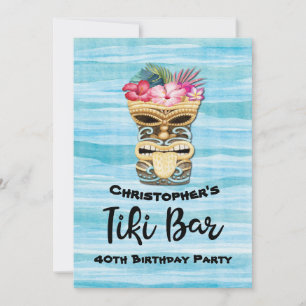 Invitation Tiki Bar Luau Hawaiian Anniversaire