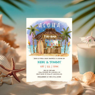 Invitation Tiki Beach Bar   Baby shower de la mer de Lune tro