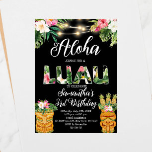 Invitation Tiki Hawaiian Aloha Tropical Birthday Luau Party