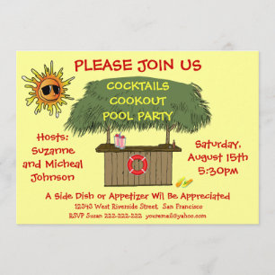 Invitation Tiki Hut Cocktail Cocktail Plage de cuisine ou fêt