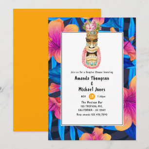 Invitation Tiki Luau Été Plage Couple Shower