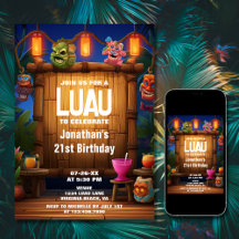 Tiki Luau Hawaiian Tropical Island Beach Anniversa