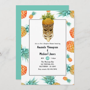 Invitation Tiki Luau Summer Pineapple Beach Couples Douche