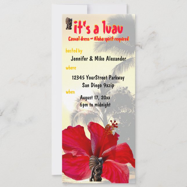 Invitation Tiki Palm Tree Luau (Devant)