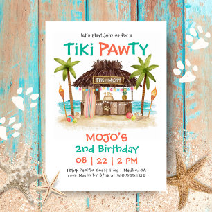 Invitation Tiki Pawty Tropical Beach Dog Party