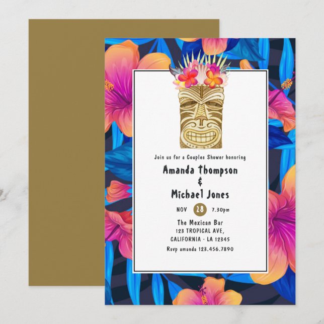 Invitation Tiki Time Luau Été Plage Couple Shower (Devant / Derrière)