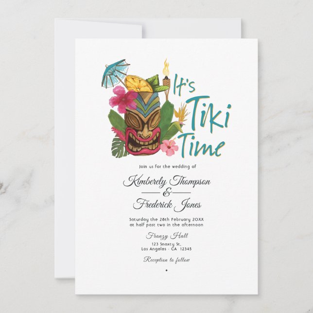 Invitation Tiki Time Luau Summer Beach Wedding (Devant)