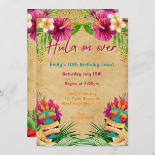 Invitation Tiki Tropical Hawaiian Luau Hula sur Anniversaire