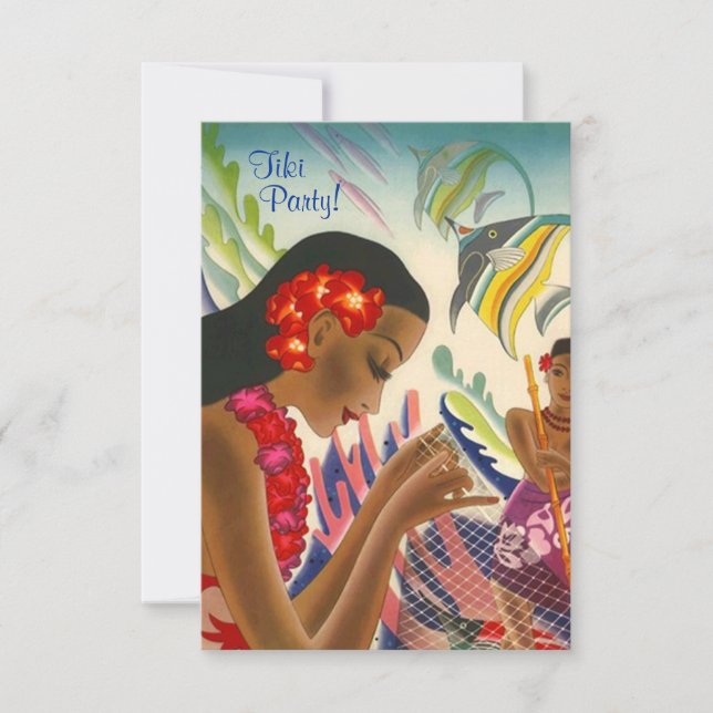 Invitation Tiki Tropical Lei Hawaiian Luau (Devant)