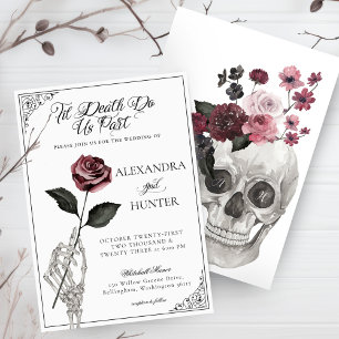Invitation Til Death Aquarelle Squelette Rose Mariage gothiqu