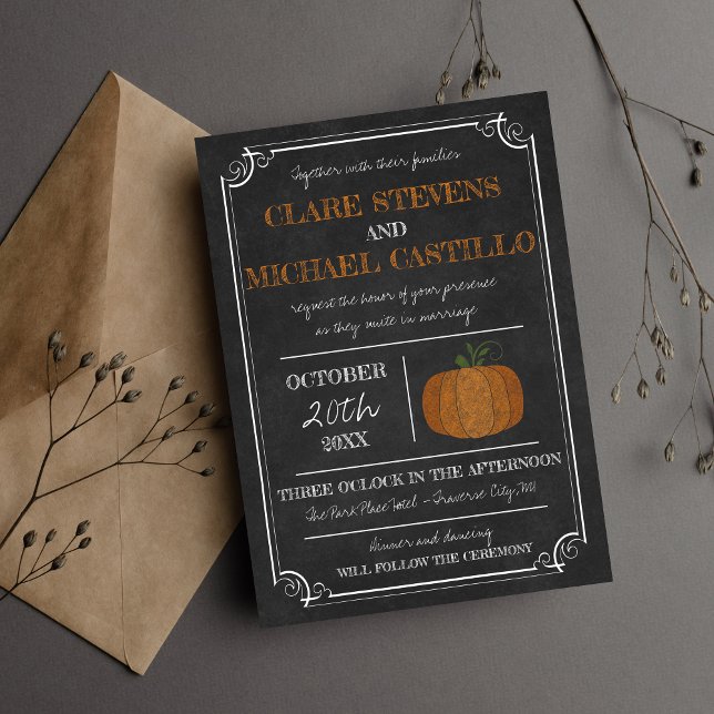 Invitation Til Death Automne Citrouille Orange Black Mariage (Créateur téléchargé)