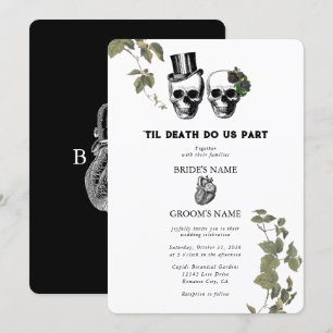 Invitation Til Death Coeur gothique Mariage des crânes florau