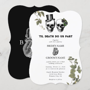 Invitation Til Death Coeur gothique Mariage des crânes florau