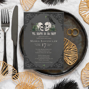 Invitation Til Death Do Us Part Mr and Mrs Skulls Green Roses