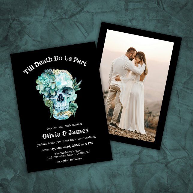 Invitation Til Death Do Us Part Photo Halloween Mariage (Til Death Do Us Part Halloween Photo Wedding Invitation )
