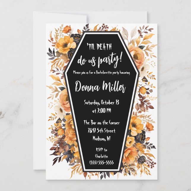 Invitation Til Death Do Us Party, Floral Bachelorette Party (Devant)