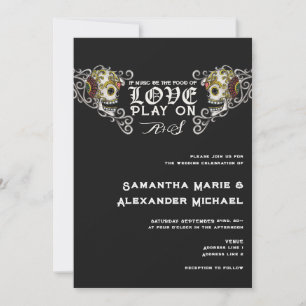 Invitation Til Death Gothique Crâne Crâne noir Mariage floral
