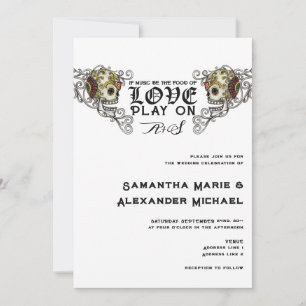 Invitation 'Til Death Gothique Crâne noir Mariage floral
