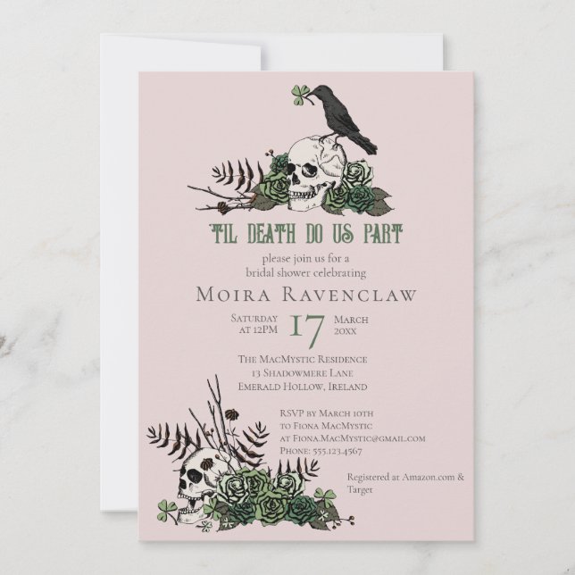 Invitation Til Death Gothique Irlandais Floral Fête des marié (Devant)