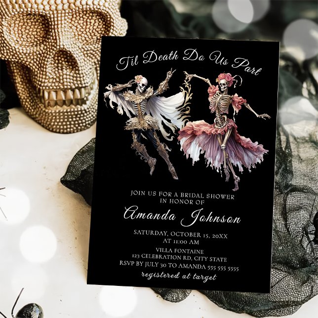 Invitation Til Death Gothique Squelette Halloween Fête des ma (Créateur téléchargé)