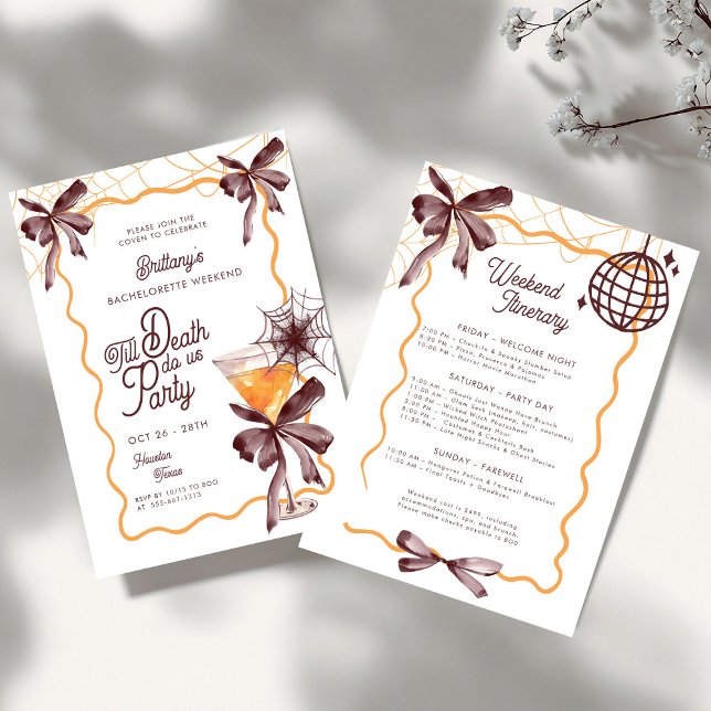 Invitation Till Death Bow Cocktail Halloween Bacheloerette In (Créateur téléchargé)