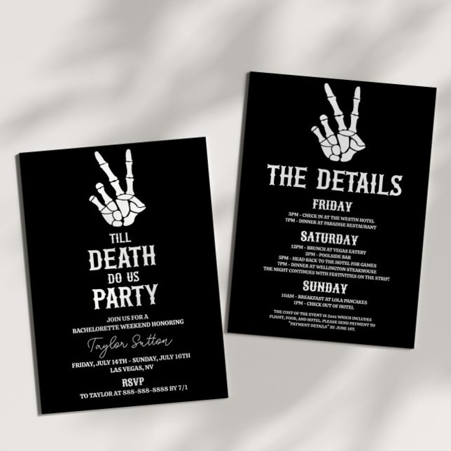 Invitation Till Death Do Us Party Bachelorette Weekend Party (Créateur téléchargé)