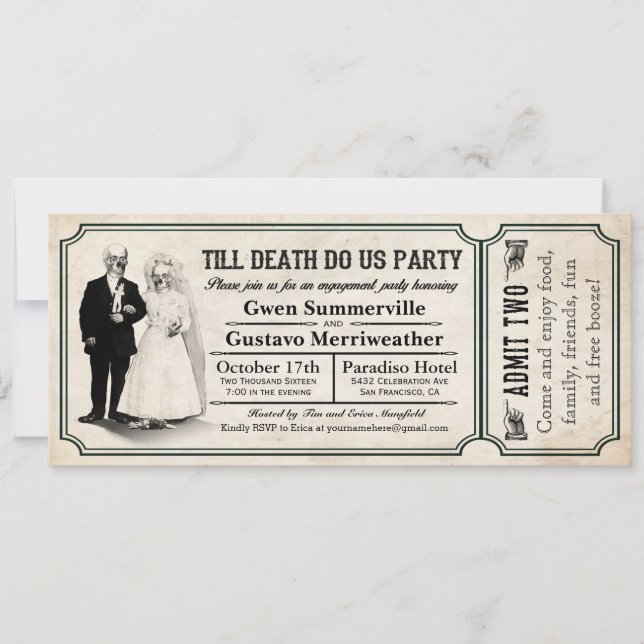 Invitation Till Death Do Us Party Engagement Party Billets (Devant)