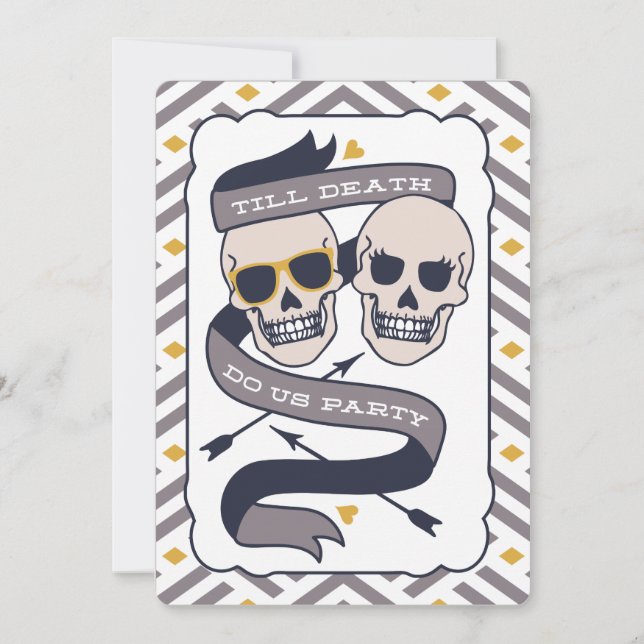 Invitation Till Death Do Us Party - Mariage bleu argent (Devant)