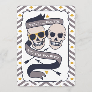 Invitation Till Death Do Us Party - Mariage bleu argent