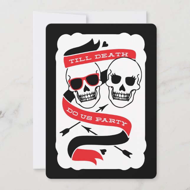 Invitation Till Death Do Us Party - Mariage noir et rouge (Devant)