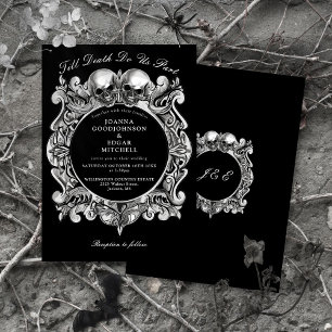 Invitation Till Death Gothic Skuls Monogramme Mariage