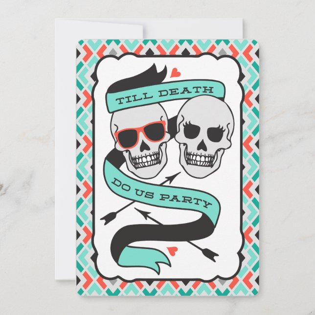 Invitation Till Death - Mariage Turquoise et Orange (Devant)