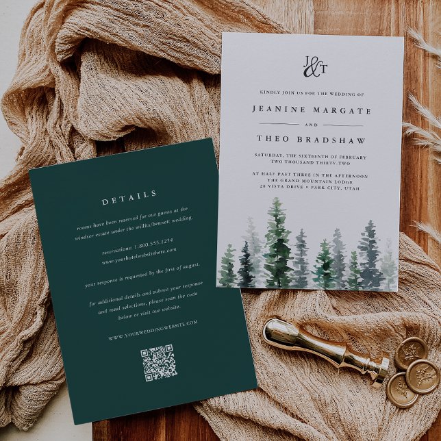 Invitation Timber Grove | Double-Sided Monogram Wedding (Créateur téléchargé)