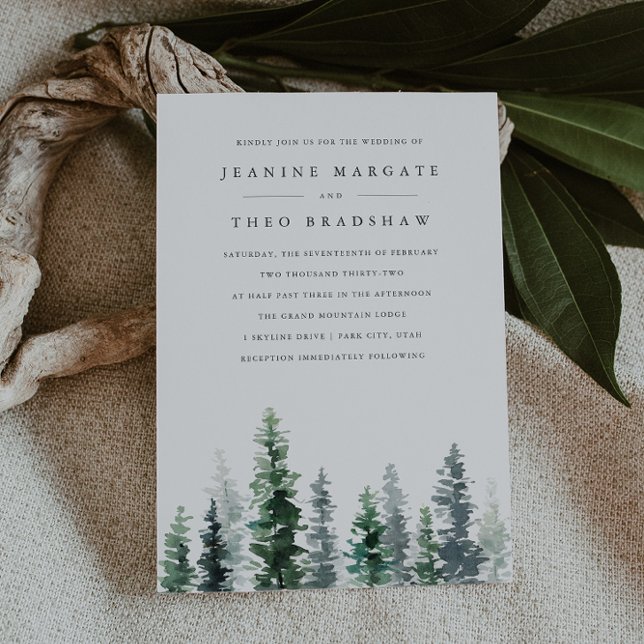 Invitation Timber Grove | Mariage en forêt d'hiver persistant (Créateur téléchargé)