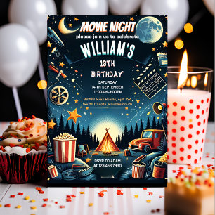 Invitation time boy Camping Popcorn Movie Nuit 13e anniversai