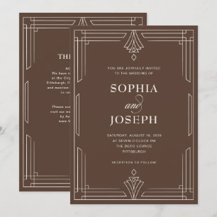 Invitation Timeless Brown Code QR Tout en Un Mariage
