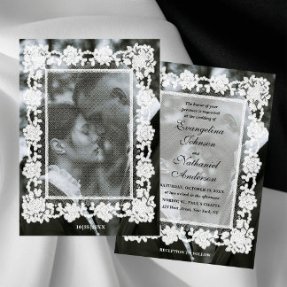 Invitation Timeless Lace Frame Photo Formal Wedding
