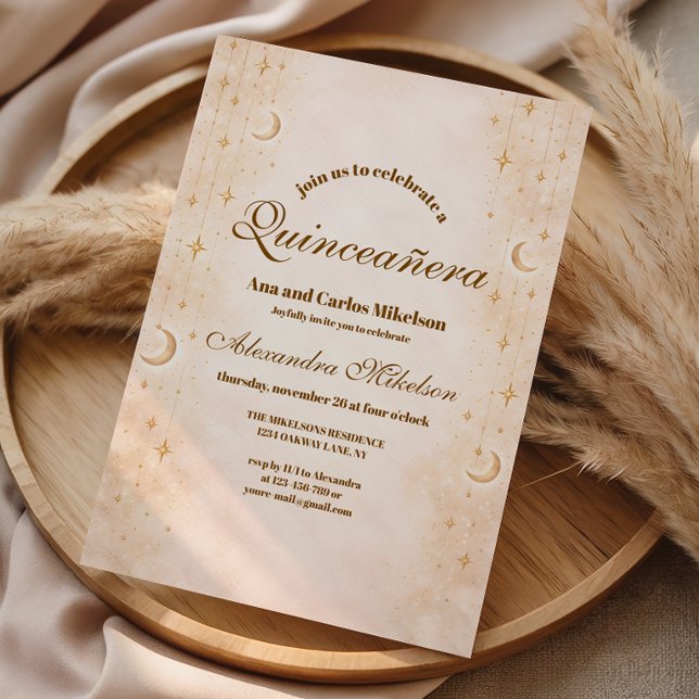 Invitation Timeless Moon And Stars Quinceañera (Créateur téléchargé)