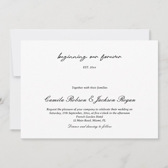 Invitation Timeless Old Money Black and White Wedding Invitat (Devant)